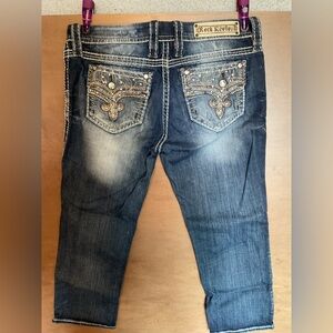 Rock Revival Dark Blue Embellished Cropped Jeans